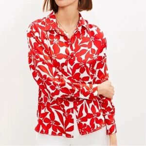 NWT LOFT Plumeria Twill Shirt